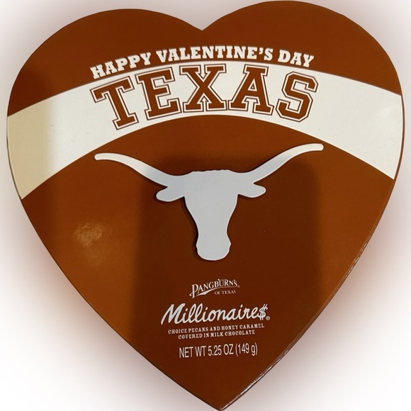 VTG RARE TEXAS LONGHORN HEART PANGBURNS CHOCOLATE BOX 9” ORANGE COLLECTIBLE LOVE - Picture 6 of 9